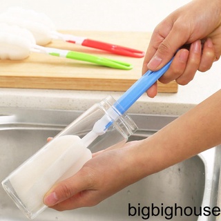 [Biho] Long Handle Sponge Cup Brush Removable Cup Brush PP Kitchen Mug Sponge Cleaning Tool Color Random