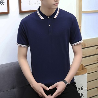 4สี Mens Polo Shirt Short Sleeve Polos เสื้อโปโลผู้ชายสีบริสุทธิ์แบบธรรมดา