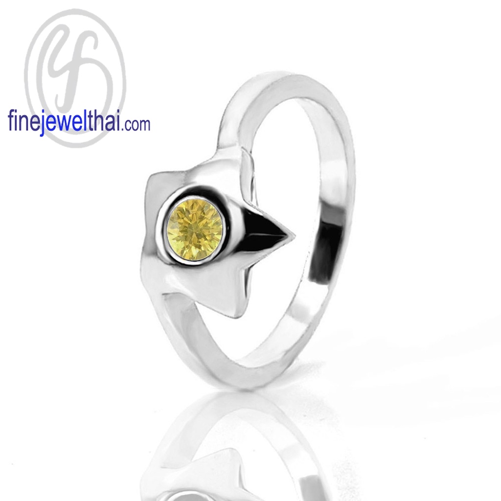 finejewelthai-แหวนบุษราคัม-บุษราคัม-แหวนพลอย-แหวนประจำเดือนเกิด-yellow-sapphire-silver-ring-birthstone-r1032yl