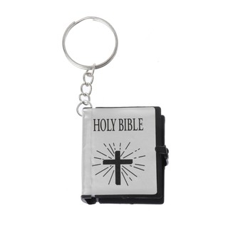 ARIN❥Mini English HOLY BIBLE Keychain Religious Christian Jesus Cross Keyrings