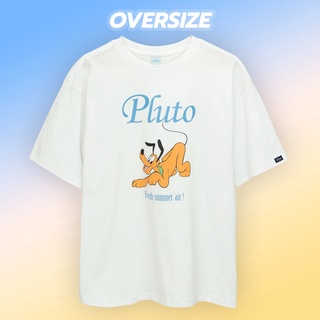 เสื้อยืดผ้าฝ้ายพิมพ์ลายขายดี 🔥 เสื้อยืดผ้าฝ้ายพิมพ์ลายแฟชั่น Disney Men Donald Duck and Pluto // Oversized T-Shirt //-