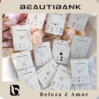 Beautibank ชุดเครื่องประดับต่างหูและสร้อยคอสําหรับผู้หญิง 4 คู่