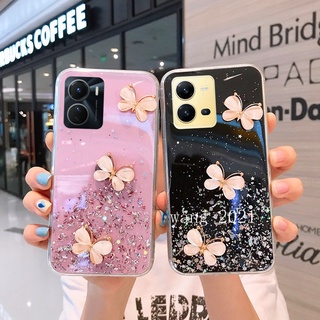 Ready Stock 2022 New Casing VIVO Y16 V25 V25e V25 Pro 5G Y35 2022 Y22 Y22s เคส Phone Case Glitter Three Dimensional Cute Butterfly Protective Soft Case Back Cover เคสโทรศัพท