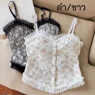 บราแฟชั่นตกแต่งลูกไม้ พร้อมฟองน้ำในตัว B-3025 ชุดชั้นใน เสื้อสายเดี่ยว