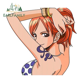 Earlfamily สติกเกอร์ไวนิล ลายการ์ตูนอนิเมะ One Piece Nami JDM กันน้ํา กันรอยขีดข่วน สําหรับติดตกแต่งรถยนต์ DIY 13 ซม. x 12 ซม.