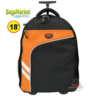 Romar Polo กระเป๋า กระเป๋าเป้ล้อลาก Code R123418" (Black/Orange)