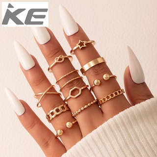 Jewelry Star Love Ring Set Geometric Twist Open Ring Eleven Set for girls for women low price