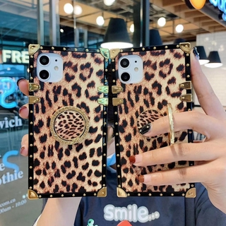Samsung Galaxy S22  A71 A51 A01 A31 M31 A40 A60 M40 S21 A21S A9 2018 J4 J6 plus A750 Frosted Leopard Print Square Anti-drop Phone Stand case