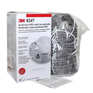 3m 8247 (R95) หน้ากากป้องกันฝุ่นละอองและสารเคมี 20 ชิ้น