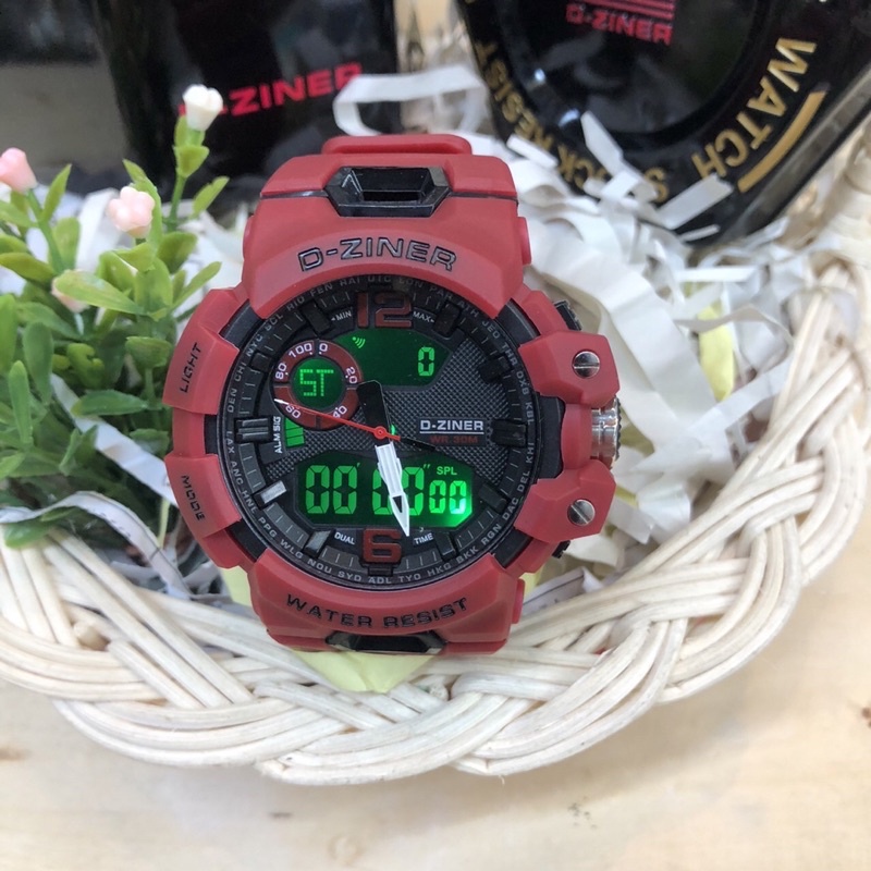 d-zinerนาฬิกาข้อมือชายเครื่องญี่ปุ่นระบบquartz-hybrid-analog-digitalทรงกลม40มม-water-resistance3atm-พร้อมกล่อง