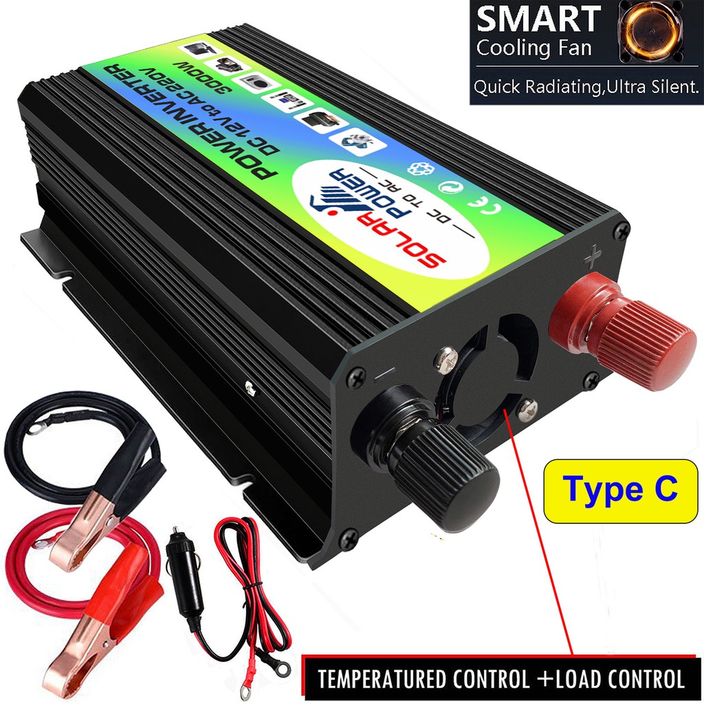 อินเวอร์เตอร์-3000w-แปลงไฟรถยนต์-dual-usb-เครื่องแปลงไฟ-dc-12v-to-ac-220v-car-power-inverter