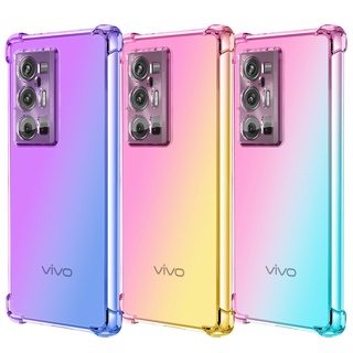 เคสโทรศัพท์มือถือ ซิลิโคนนิ่ม Tpu ใส กันกระแทก ไล่โทนสี สําหรับ Vivo X80 X70 X60 Pro Plus 5G