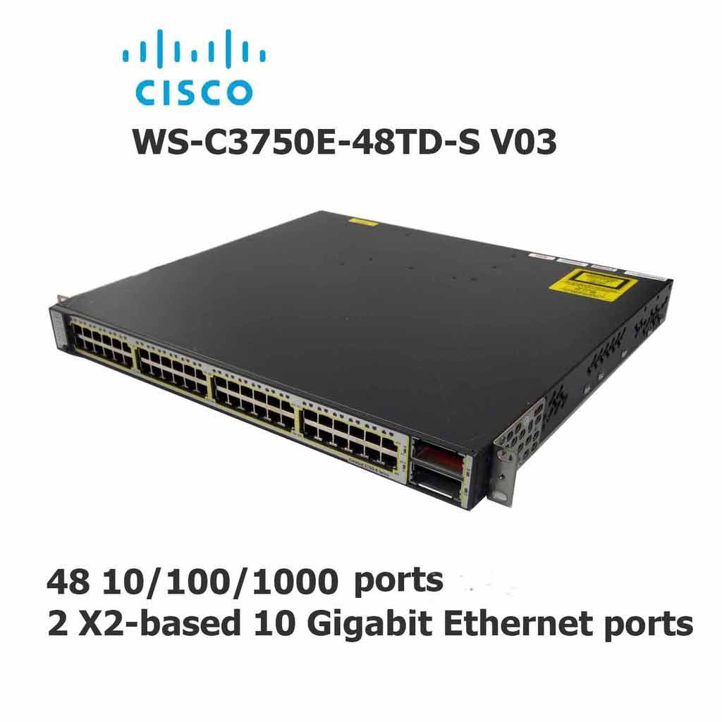 Cisco switch 48 port 10/100/1000 + 2 X2-based 10 Gigabit port Catalyst 3750  Series WS-C3750E-48TD-S V03