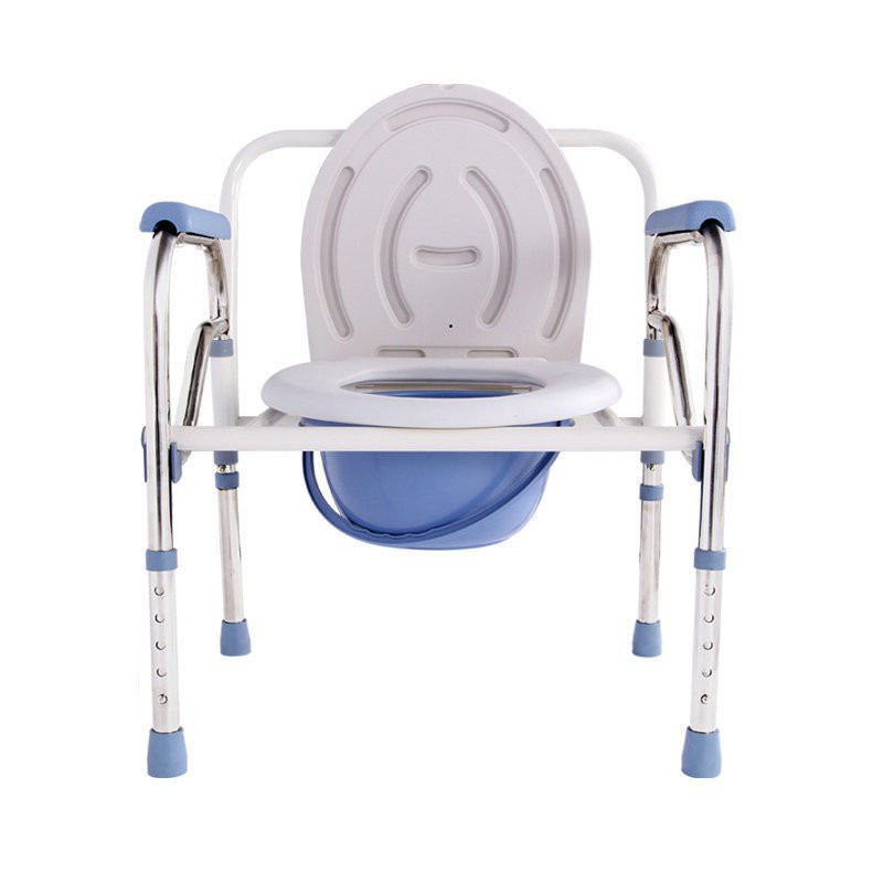 เก้าอี้นั่งถ่ายพร้อมถังportable-movable-chair-toilet-ที่นอนลมคนป่วย-กระโถนฉี่คนแก่พับได้-ปรับความสูงได้-โครงอลูมิเ