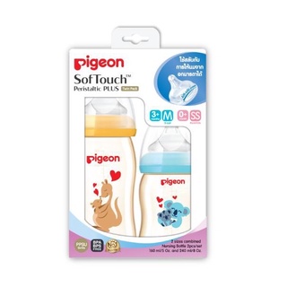 P001-3 ขวดนมพีเจ้นคอกว้าง Pigeon พีเจ้น ขวดนม PPSU 160 มล.+ 240 มล.SS 0+ /M 3+