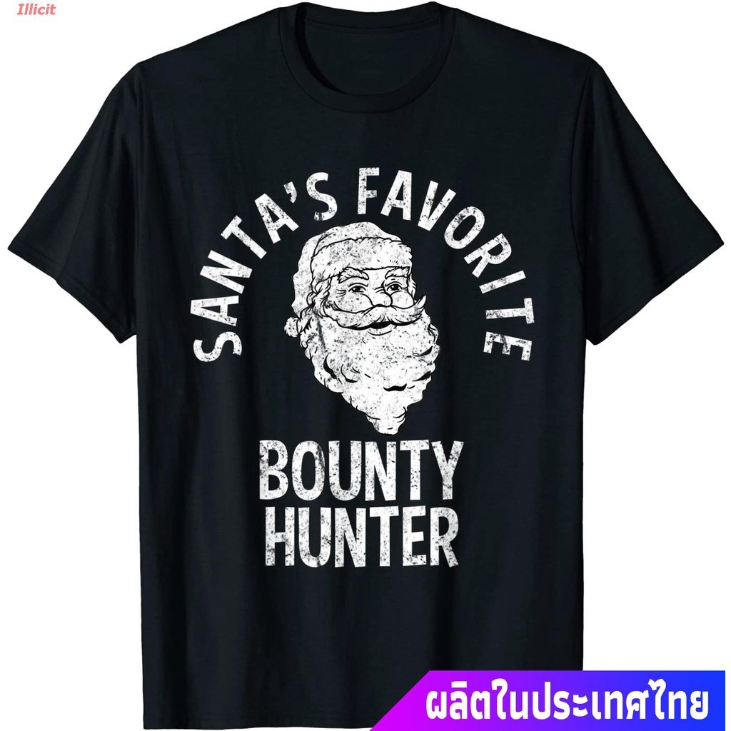illicit-bounty-hunterเสื้อยืดลำลอง-santas-favorite-bounty-hunter-christmas-t-shirt-bounty-hunter-short-sleeve-t-shirts