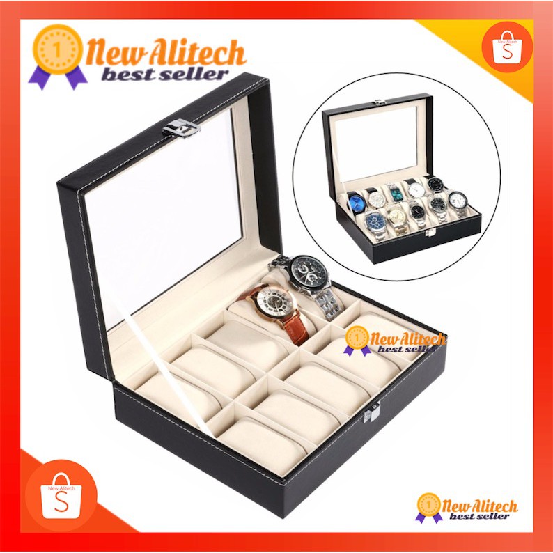 รูปภาพสินค้าแรกของNew Alitech C02 Watch Box 10 เรือน - กล่องจัดเก็บนาฬิกา 10 เรือน หนัง PU เจาะช่องกระจก คุณภาพดี สวย คุ้มค่า