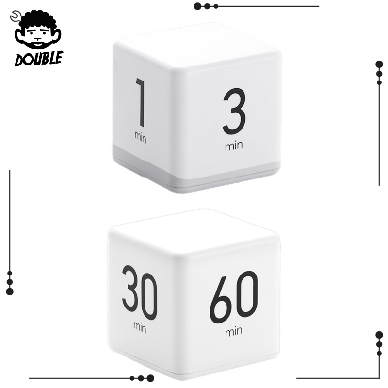 ราคาและรีวิวCube Timer Alarm Clock for Study Workout Timer w/ LED Display Reminder, Time Management White Kitchen Timer