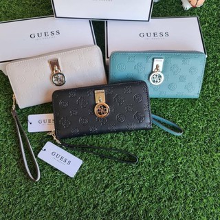 🌈🎉Guess long wallet กระเป๋าสตางค์ใบยาวซิปรอบ หนัง PU