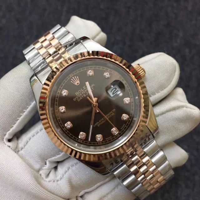 rolex-date-series-126331-chocolate-plate-diamonds-นาฬิกาผู้ชายอัตโนมัติ