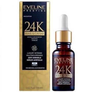 Eveline CosmeticsPrestige 24k &amp; Snail &amp; Caviar Anti Wrinkle Day Night Serum18ml