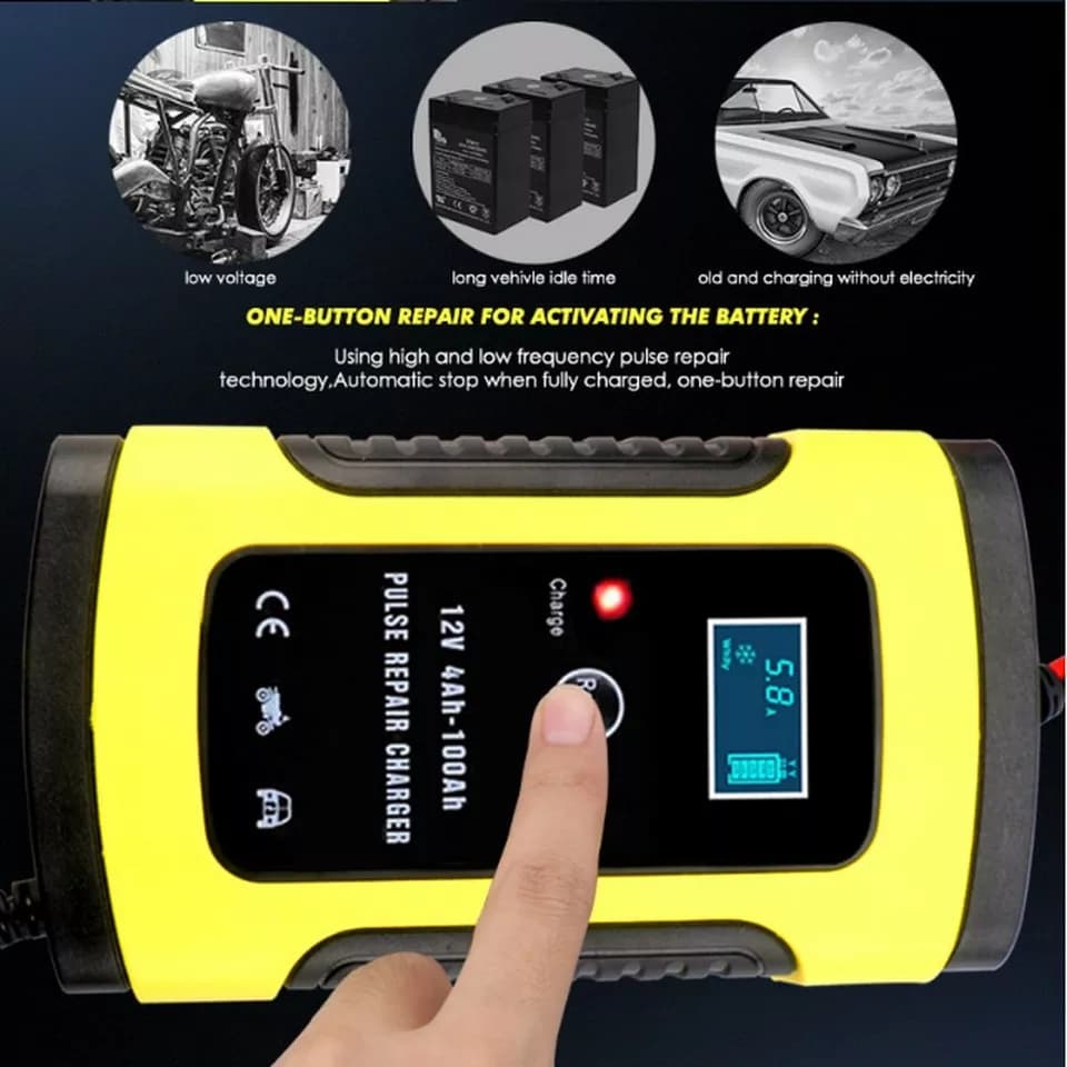 เครื่องชาร์จ-12v-อัจฉริยะและซ่อมแบตเตอรี่รถยนต์-pulse-repair-charger-12v-4-100ah-เครื่องชาร์จแบตเตอรี่