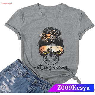 Z009Kesya เสื้อยืดผู้หญิงผ้าคอตตอน Witchy Woman Tshirt Women Halloween Funny Witch Shirt Hat Graphic Short Sleeve Tees T