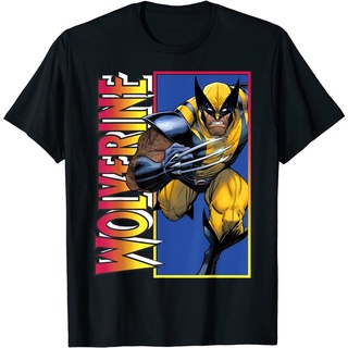 เสื้อยืด ผ้าฝ้าย พิมพ์ลาย Marvel X-Men Wolverine ไล่โทนสี สไตล์คลาสสิก สําหรับผู้ชาย