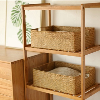 Hand-Woven Storage Basket Cabinet Organizer Natural Rattan Basket