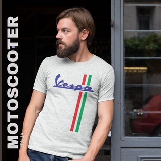 คอลูกเรือเสื้อยืดคอกลมเสื้อยืด พิมพ์ลายสกูตเตอร์ Vespa Italian สไตล์วินเทจ คลาสสิก เรโทรผ้าฝ้ายแท้