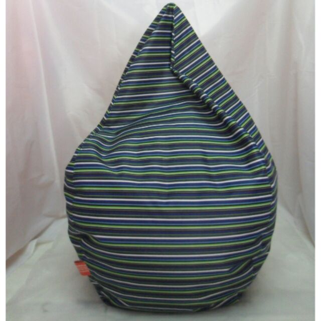 beanbagthailand-เก้าอี้บีนแบ็ค-ทรงหยดน้ำ-dia-80-cm-ลายทางน้ำเงิน