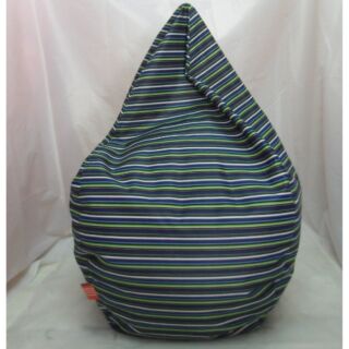 BeanBagThailand เก้าอี้บีนแบ็ค _ทรงหยดน้ำ, Dia: 80 cm.ลายทางน้ำเงิน