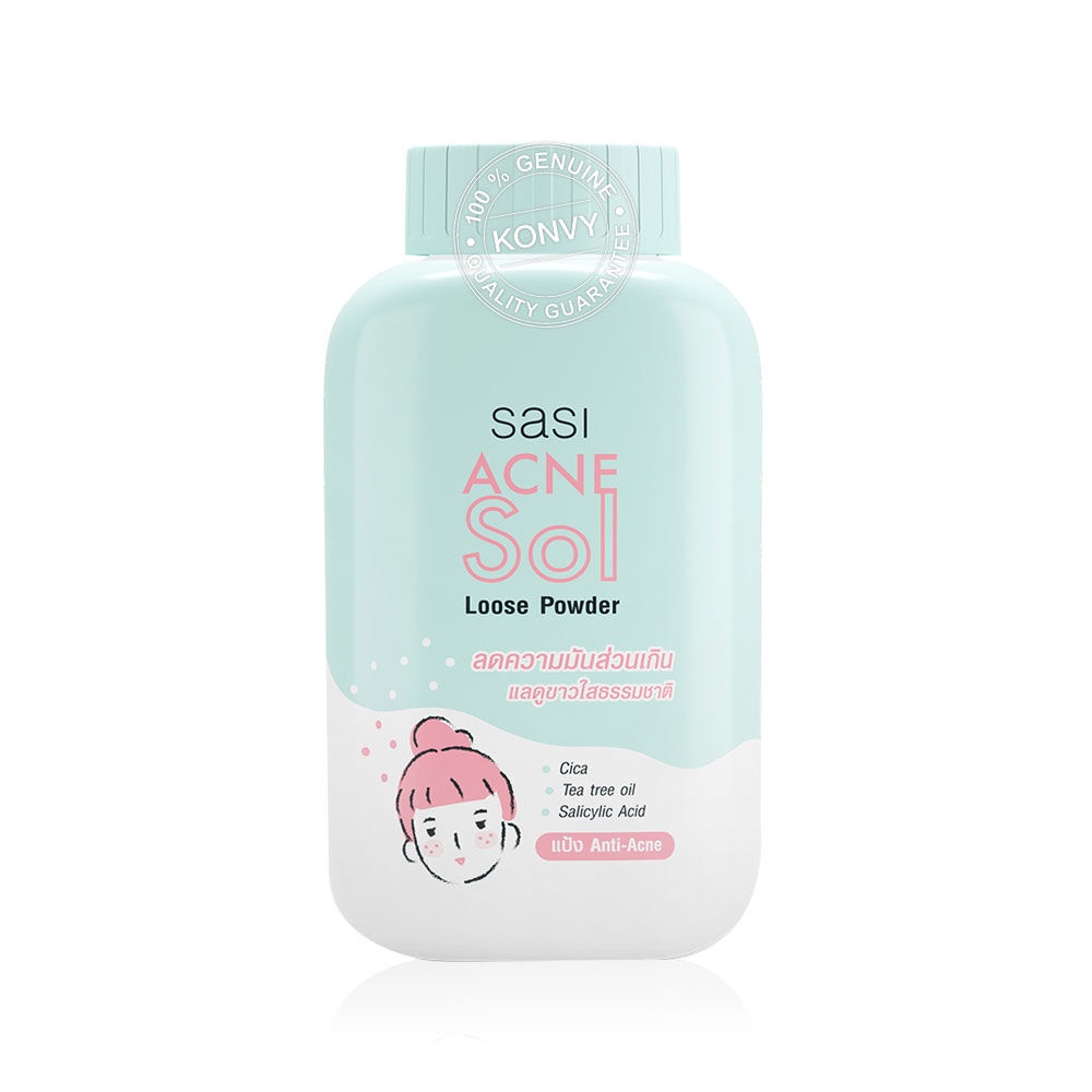 ลองดูภาพสินค้า SASI Acne Sol Loose Powder 50g ศศิ แป้งฝุ่น แอคเน่ โซล ลูส พาวเดอร์ สูตรอ่อนโยน เหมาะสำหรับผิวที่เป็นสิว คุมมัน.