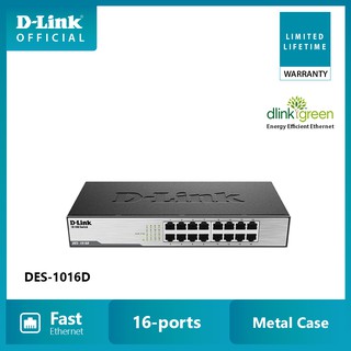 D-Link DES-1016D 16-port 10/100Mbps Unmanaged Switch (Metalic, Rackmountable)
