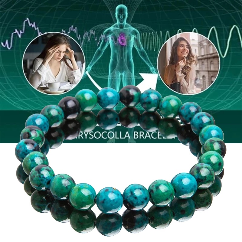 ราคาและรีวิวChrysocolla สร้อยข้อมือมาลาไคต์ ลูกปัดหินธรรมชาติ ทรงกลม เบาหวาน บรรเทาอาการปวด สําหรับผู้หญิง ผู้ชาย เครื่องประดับ ของขวัญ