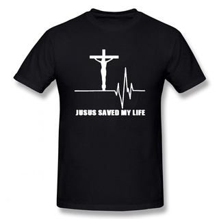 เสื้อยืดผ้าฝ้ายพิมพ์ลายขายดี เสื้อยืดแขนสั้น พิมพ์ลาย Jesus Saved My Life Savior God Religion สําหรับผู้ชาย