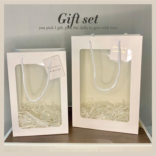 [พร้อมส่งจากไทย] ถุงของขวัญเจาะหน้าต่างใส ห่อฟรี แถมกระดาษรองฝอยฟรี