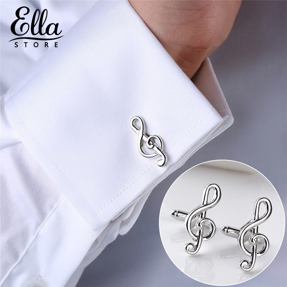 ภาพหน้าปกสินค้าELLA  Silver Plated Music Cufflinks Jewelry Cuff Link Gift