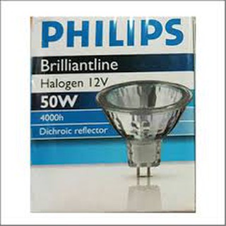 หลอดไฟฟ้า PHILIPS #Essential HALOGEN 12V 50W ขั้วGU5.3 หน้าเปิด และ หน้าปิด