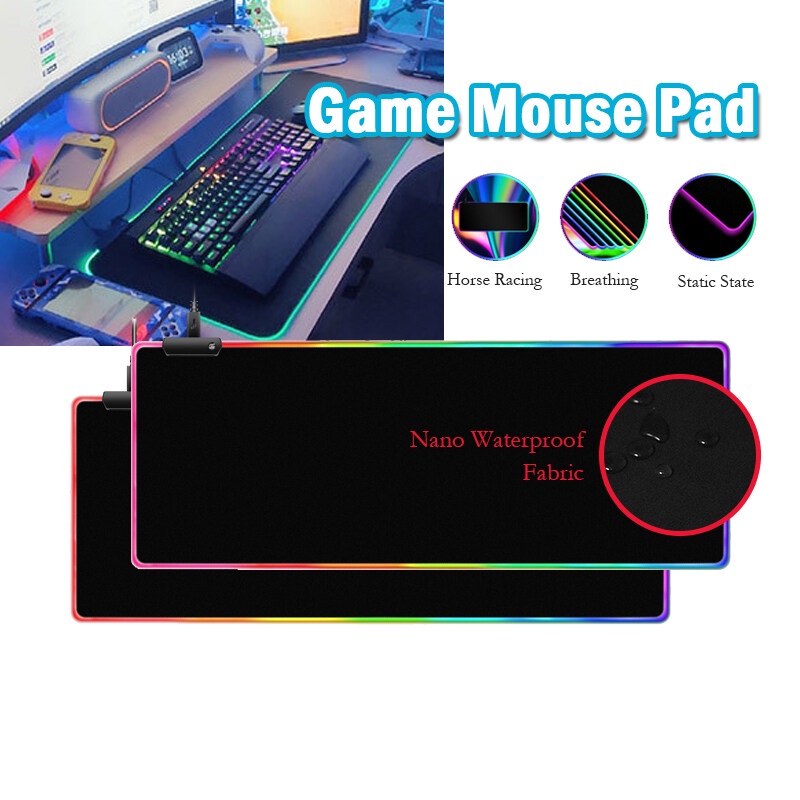 แผ่นรองเมาส์มีไฟ-rgb-พร้อมส่ง-gaming-mousepads-แผ่นรองเม้าส์สำหรับเล่นเกมส์-80cm-30cm-mouse-pad-with-lights-7colors