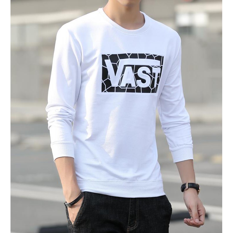 ส่งจากไทย-เสื้อคอกลมแขนยาวลาย-vast-เสื้อคอกลมแฟชั่น-เสื้อยืดคอกลม-งานสวยผ้าเกาหลีนำเข้าราคาถูก-มีเก็บปลายทางจ้า