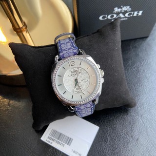🎀 (สด-ผ่อน) นาฬิกา Coach Womens COACH Boyfriend Ladys Watch 14503148 สายหนัง สีน้ำเงิน
