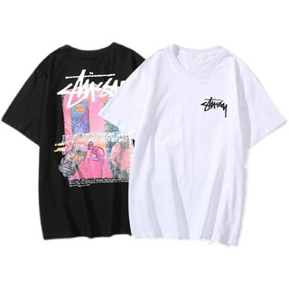 【100% cotton】🎀Instock🎀2022 new fried street graffiti round neck couple T-shirt ins tide brand style casual sports shor