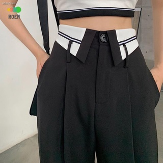 Nini 【new product】 high back trousers designed wide tube style Korean fashion spring summer 2021