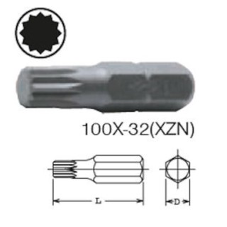 KOKEN 100X-32(XZN) ดอกไขควงตอกหัว XZN  M6x32 mm แกน 5/16"