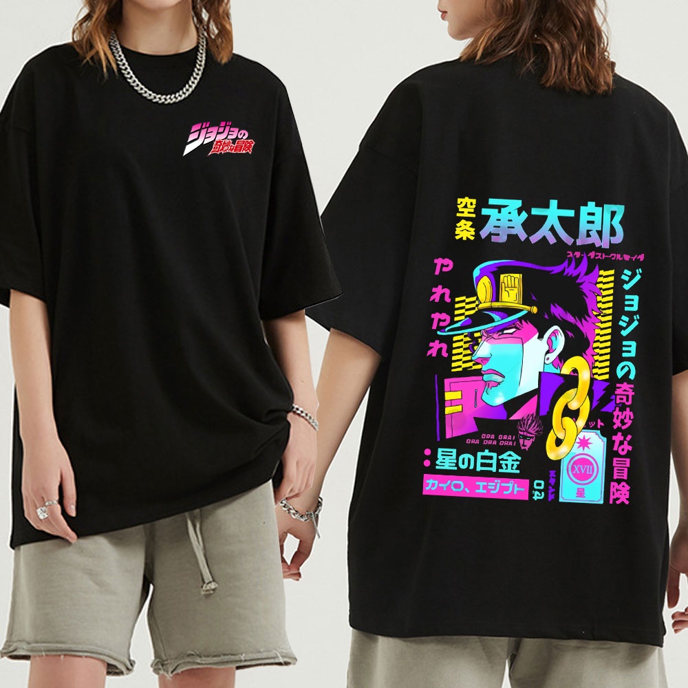 t-shirt-เสื้อยืดแขนสั้น-ผ้าฝ้าย-พิมพ์ลายกราฟฟิค-jojo-bizarre-adventure-vaporwave-aesthetic-jotaro-แฟชั่นสําหรับผู้ชายs