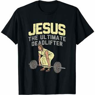 【cotton Tshirts👕】เสื้อยืด พิมพ์ลาย Deadlift Jesus I Christian สําหรับออกกําลังกาย ยกน้ําหนัก