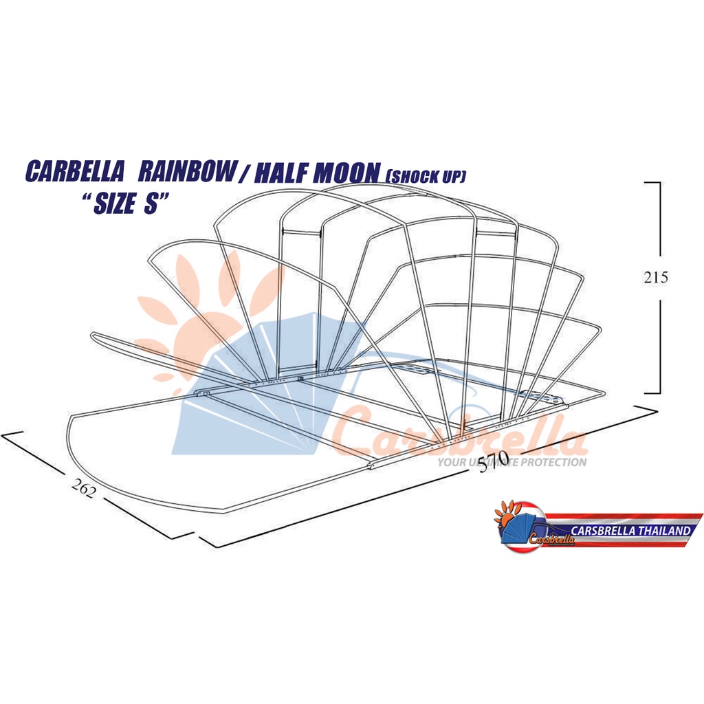 เต็นท์จอดรถสำเร็จรูป-carsbrella-รุ่น-halfmoon-size-s-สำหรับจอดรถยนต์ขนาดเล็ก-กลาง-ป้องกันรังสี-uv