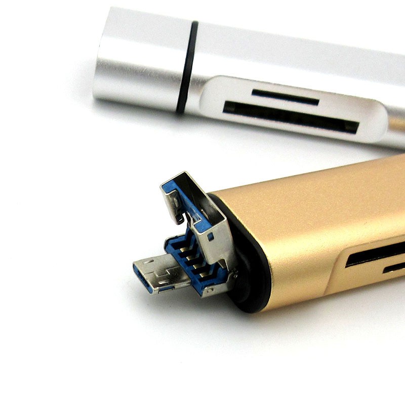 ภาพหน้าปกสินค้าSeenda 3 in1 OTG Type-C Card Reader USB 3.0 Cardreader USB A Micro USB Combo to 2 Slot TF SD Type C Card Reader จากร้าน golfshop01 บน Shopee