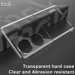 Original Imak Huawei P50 Pocket BAL-AL00 Phone Casing Crystal Transparent Hard PC Case Clear Plastic UP + Down Cover